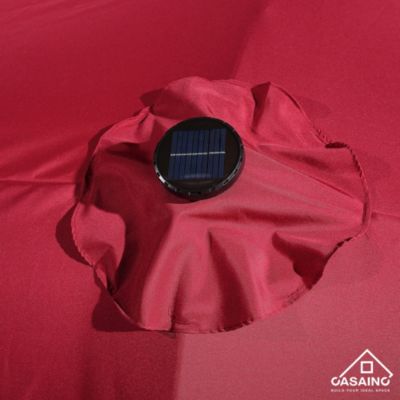 Outdoor Double-Sided Patio Umbrella with Base 36 LED Light Market Umbrella with Cover