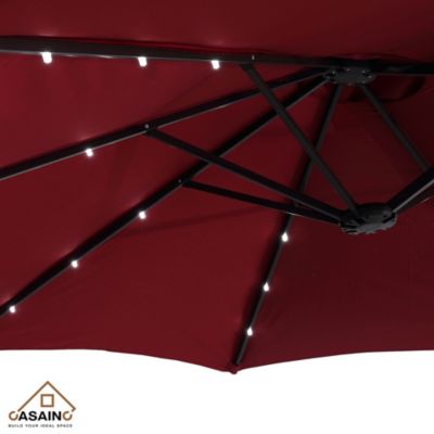 Outdoor Double-Sided Patio Umbrella with Base 36 LED Light Market Umbrella with Cover