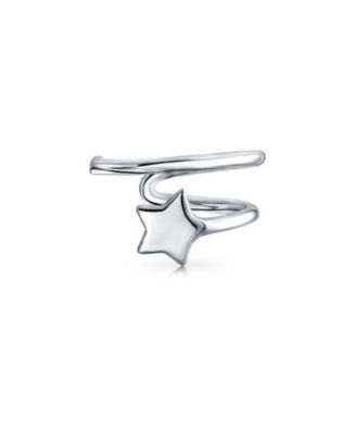American Patriotic Celestial Rock Star Initial Wire Cartilage Ear Cuffs Clip Wrap Helix Non Pierced Earrings .925 Sterling Silver