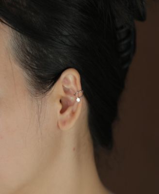 American Patriotic Celestial Rock Star Initial Wire Cartilage Ear Cuffs Clip Wrap Helix Non Pierced Earrings .925 Sterling Silver