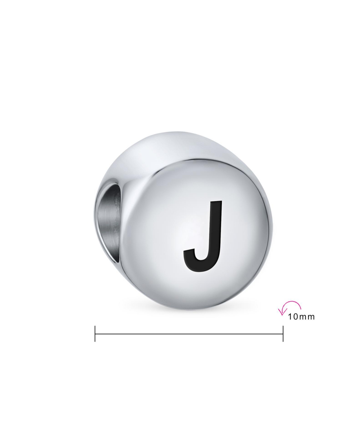 Bling Jewelry Block Round Circle Letter Abc Alphabet Initial Charm Bead For Women .925 Sterling Silver For European Bracelet