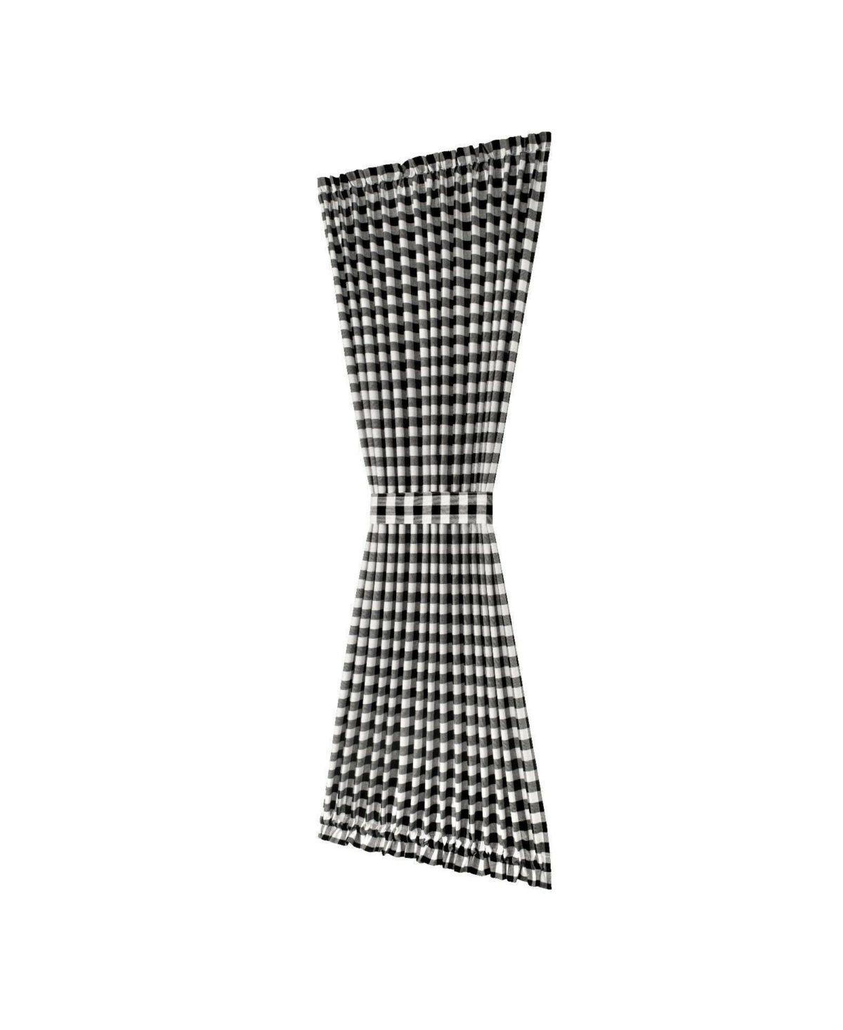 Plaid Country Farmhouse French Door Curtain Panel With Matching Tieback - 25W x 40L, Yellow - Burgundy