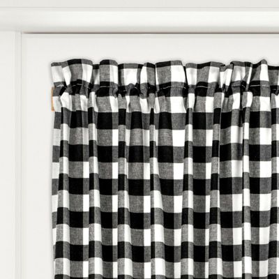 Plaid Country Farmhouse French Door Curtain Panel With Matching Tieback