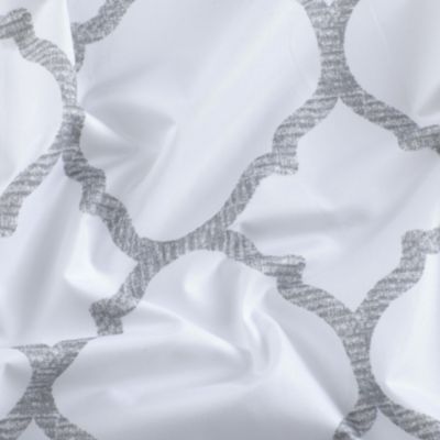 2 Pack: Thermal Lined Gray & White Trellis Grommet Blackout Curtains