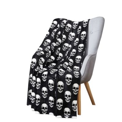 Oversized Halloween Spooky Skeleton Skulls Plush Fleece Throw Accent Blanket - 50 in. W x 70 in. L