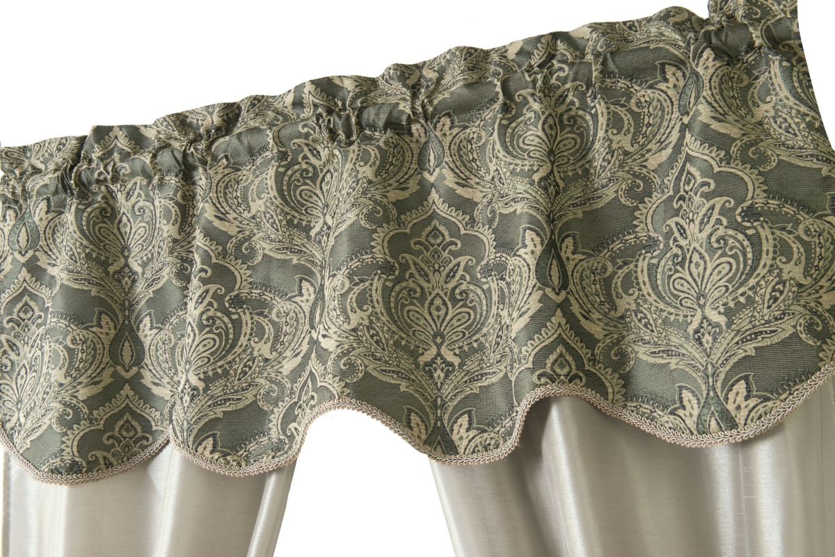 Kate Aurora 5 Piece Sheer Curtain & Valance Set - 52 in. W x 84 in. L, Blue/Gray
