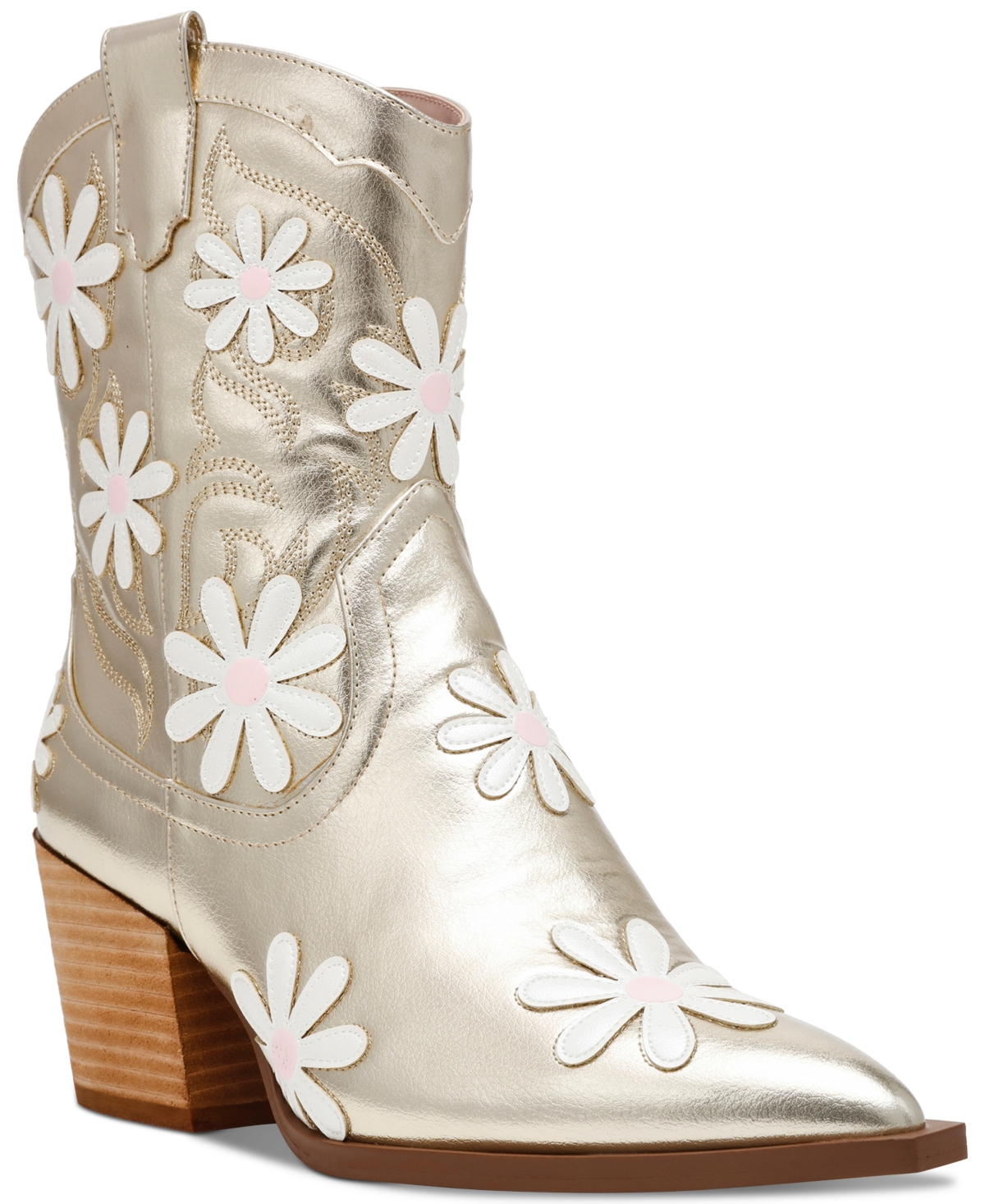 Betsey Johnson Women's Teddy Daisy Western Booties In Gold