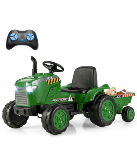 Детская игрушка Gymax 2-in-1 Electric Tractor with Trailer Remote Control Ride-On, 66 lbs. Capacity, Ages 3+, цвет: Чёрный