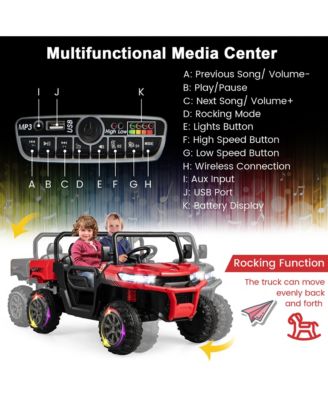 24V Kids Ride On Dump Truck 2-Seater Electric Truck w/ Remote Control Rose Red