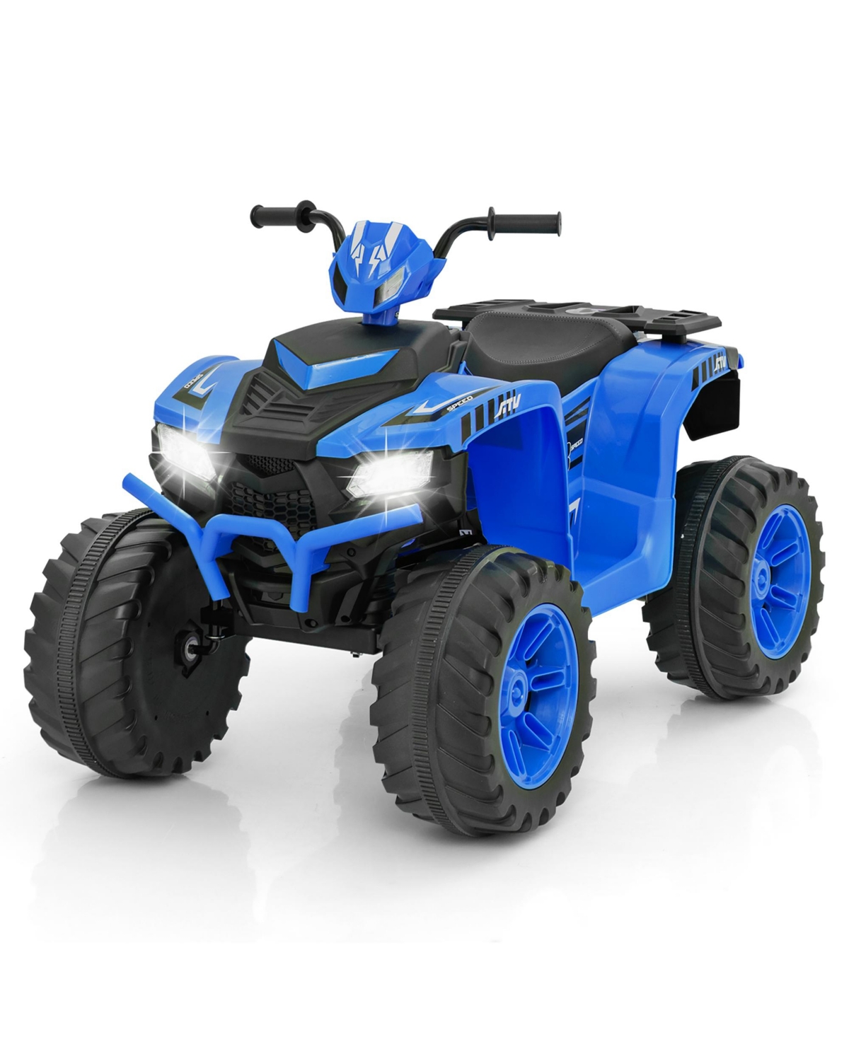 Gymax Kids Ride-On Atv 24V Battery Powered Electric Vehicle w/ Wireless Connection Music Radio Pink - Blue+black