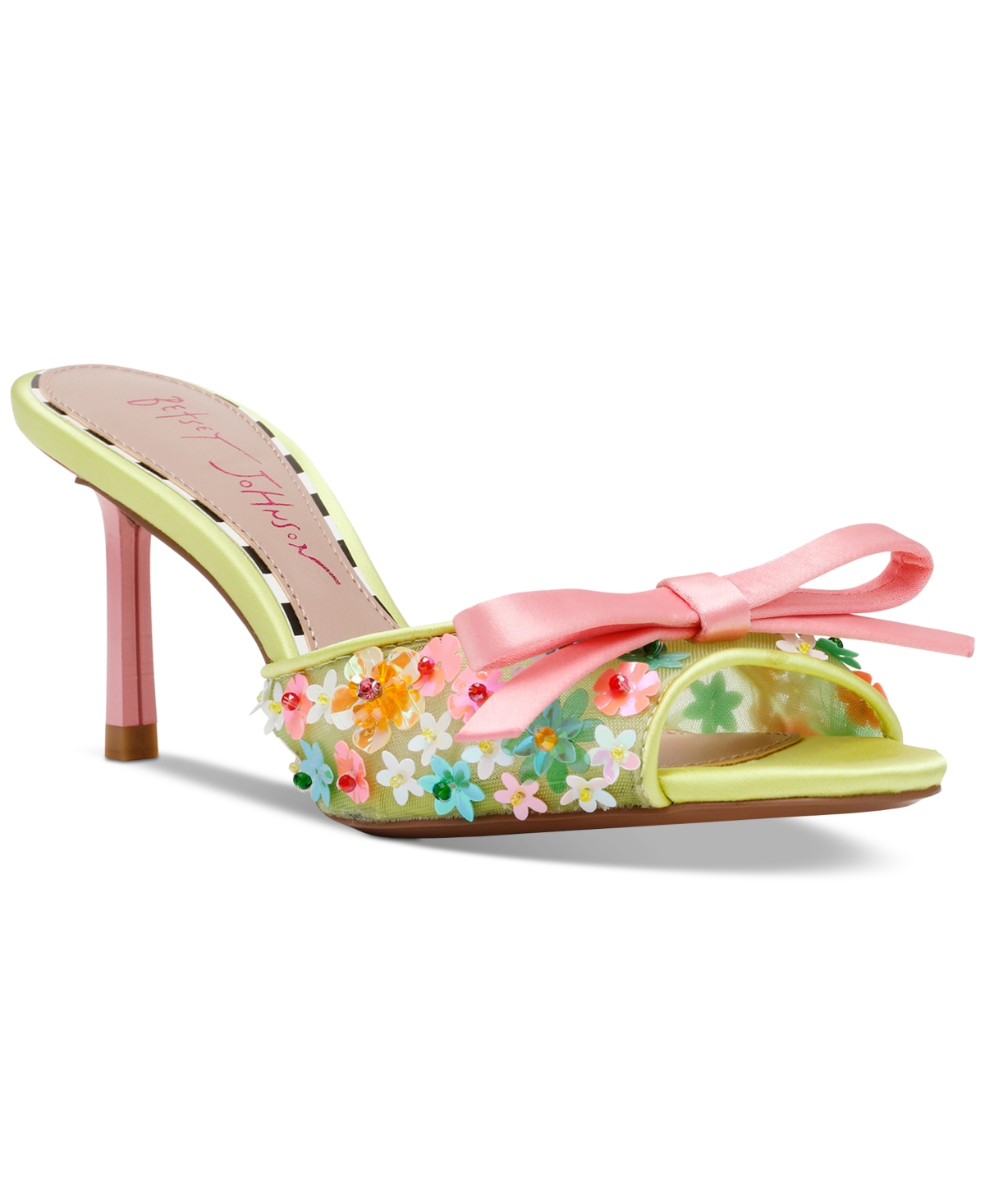 BETSEY JOHNSON WOMEN'S NADDIA DITZY FLORAL STILETTO SLIP-ON MULES 