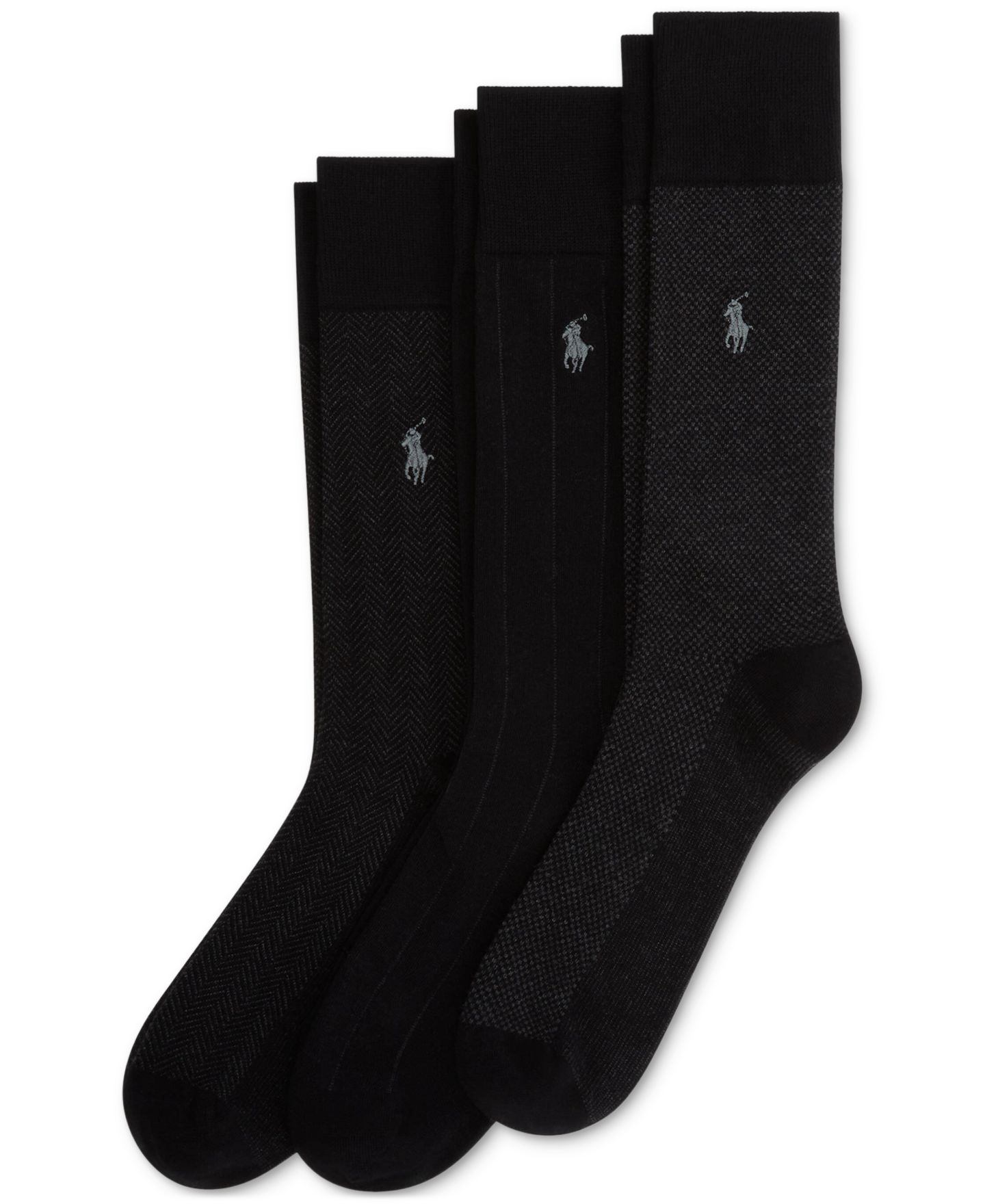 Носки Gents для мужчин, с принтом, 3 шт. — Polo Ralph Lauren, цвет: Чёрный — фото 1
