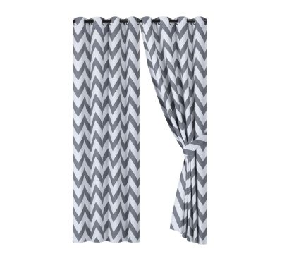2 Pack Room Darkening Juvi Chevron Grommet Top Window Curtains With Tiebacks