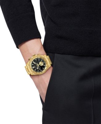 Men's Swiss Chronograph X Gold Ion Plated Stainless Steel Bracelet Watch 44mm