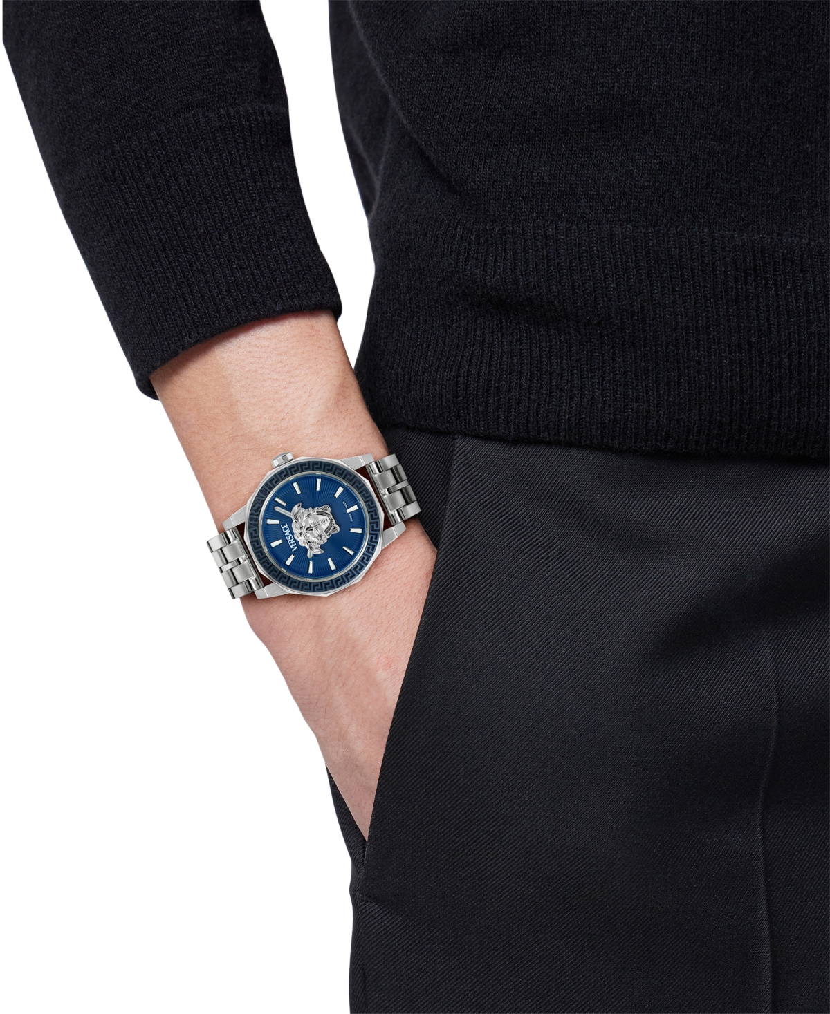 Versace Men's Swiss Stainless Steel Bracelet Watch 43mm In Stainless
