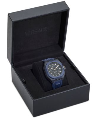 Men's Swiss Chronograph Blue Silicone Strap Watch 44mm
