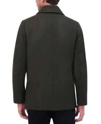 Men's Wool Blend Peacoat with Bib Coat