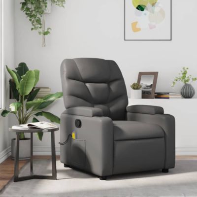 Faux Leather Massage Recliner Chair Gray Faux Leather