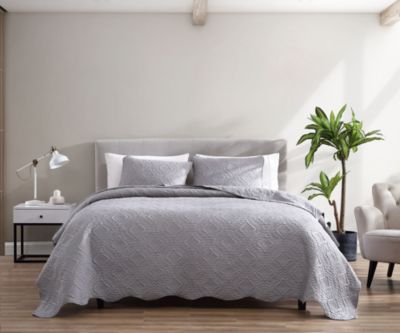 Riviera 3 Piece Embossed Bedspread/Coverlet and Pillow Shams Set