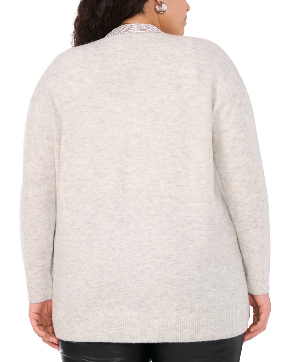 Vince Camuto Plus Size Rhinestone-Trim Cardigan Sweater, Created for Macy's