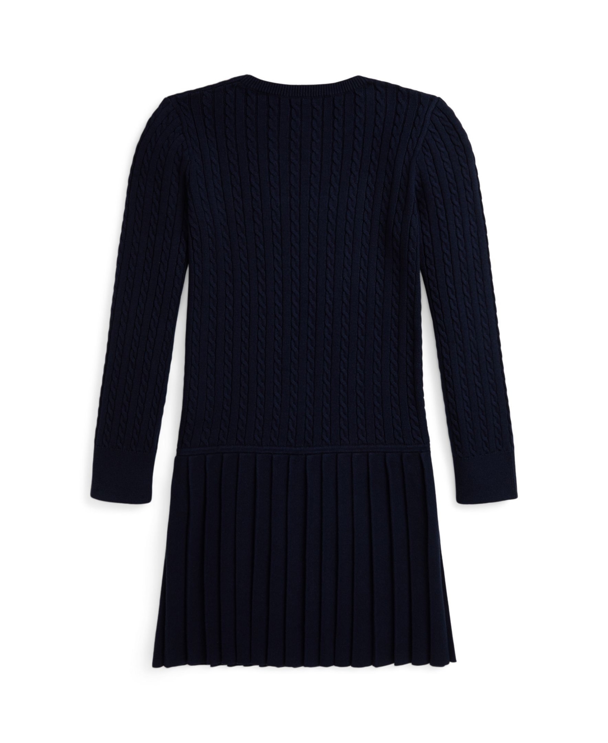 Polo Ralph Lauren Big Girls Mini Cable Pleated Cotton Sweater Dress - Rl Navy With College Pink