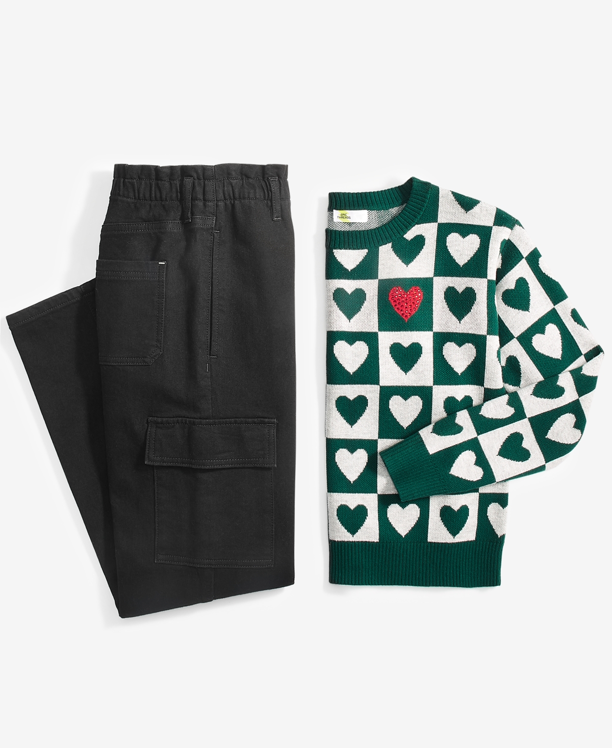 Epic Threads Little & Big Girls Checkerboard Heart Sweater, Created For Macy's In Ocean Trop
