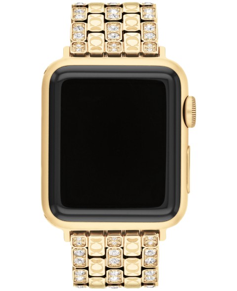 COACH Women's Gold-Tone Stainless Steel with Crystals Apple Watch Strap 38mm, 40mm, 41mm