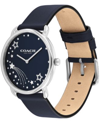 COACH Women's Elliot Navy Leather Strap Watch 36mm - Macy's