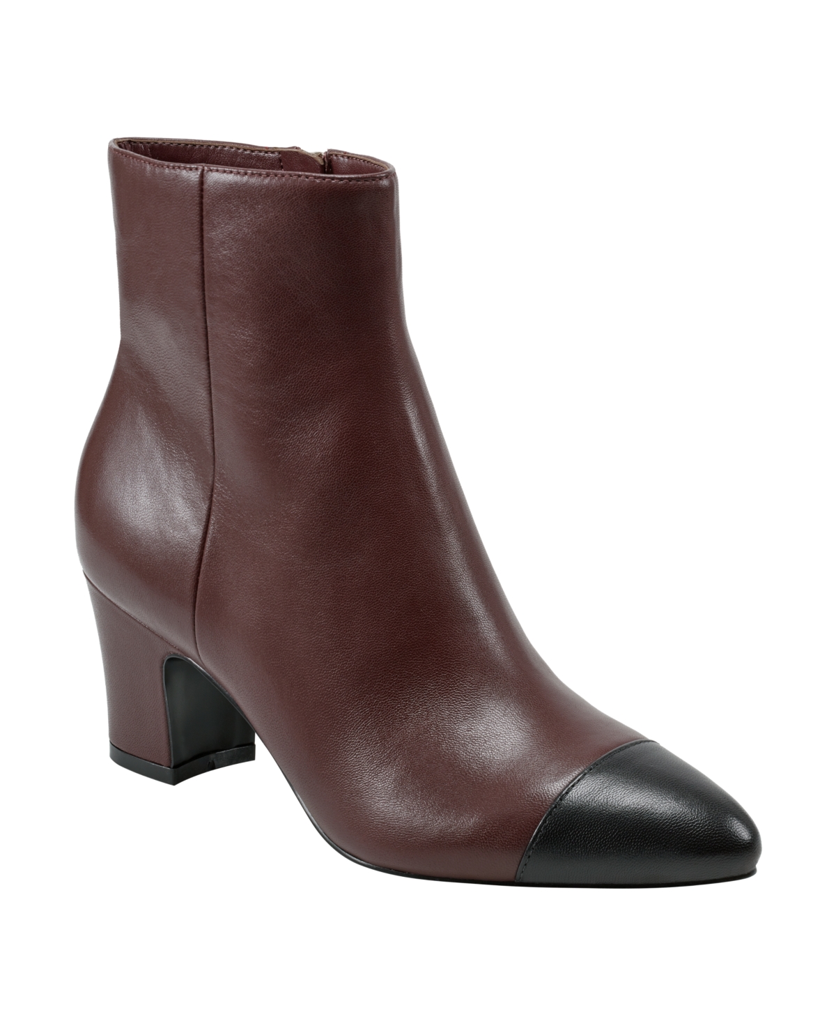 Marc Fisher Ltd Aleea Cap Toe Bootie In Dark Red,black Leather