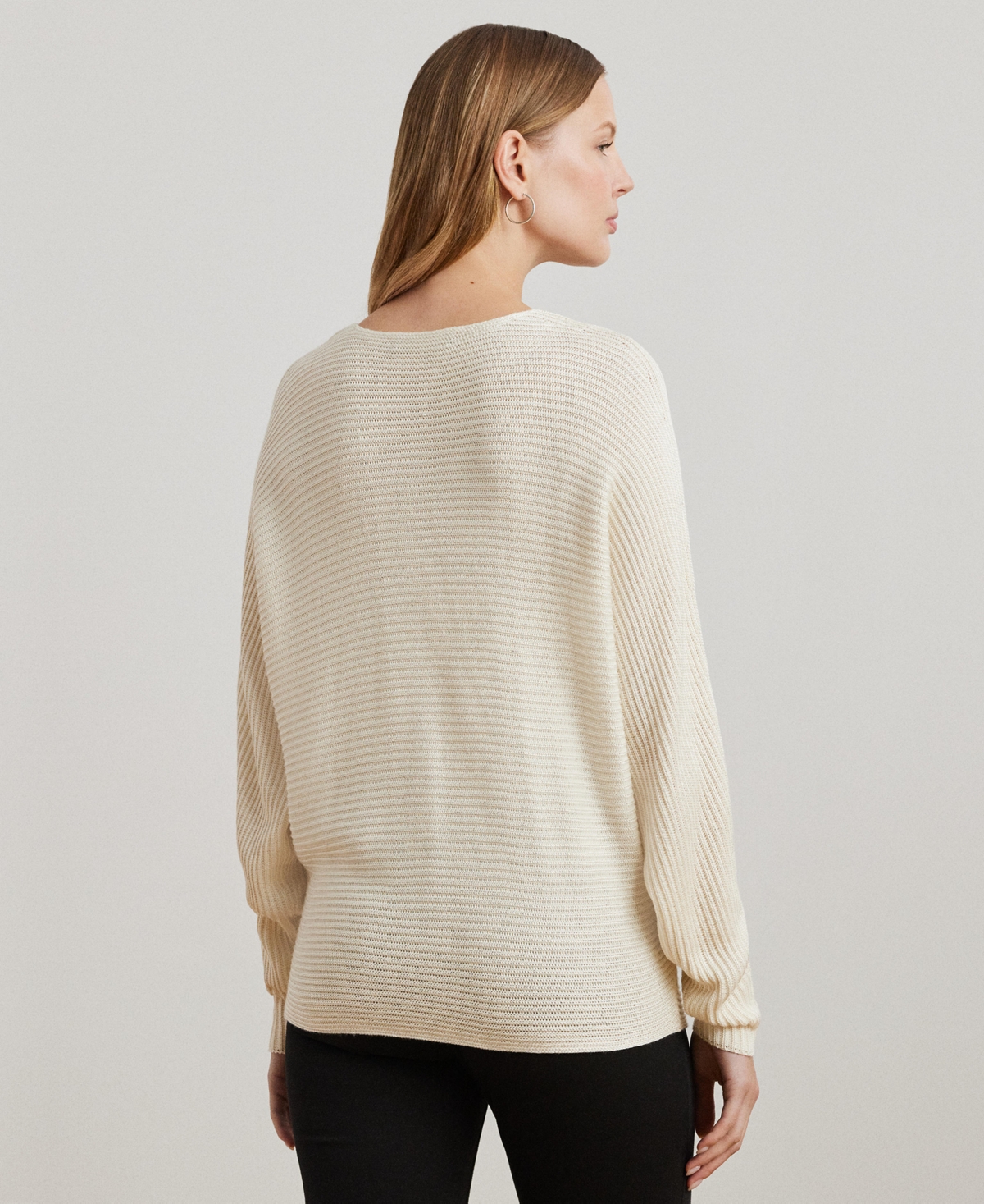 Ralph Lauren Women's Rib-knit Dolman-sleeve Sweater, Regular & Petite In Mascarpone Cream