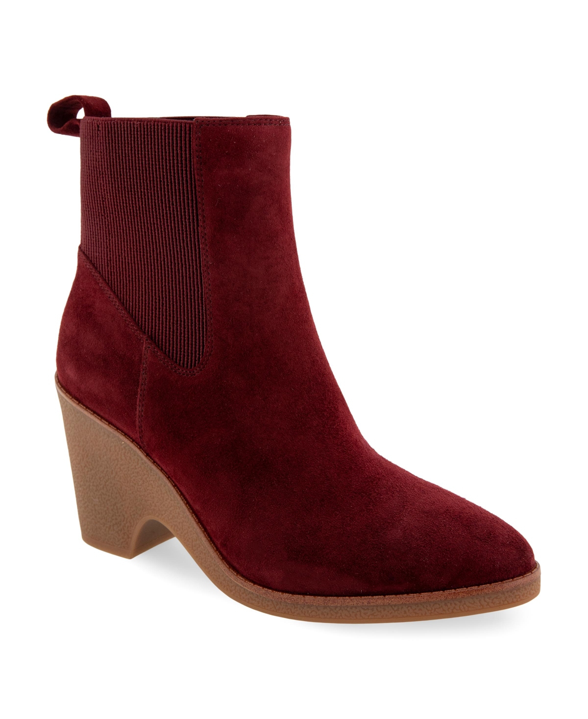 Shop Aerosoles Women's Mylo Ankle Booties In Burgundy Suede