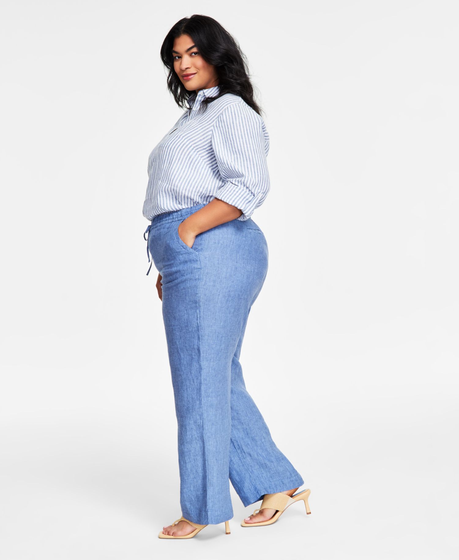 Women's 100% Linen Drawstring Pants