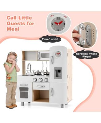 SUGIFT Vintage Play Kitchen Pretend Kids Cooking Playset Toys with Water Dispense