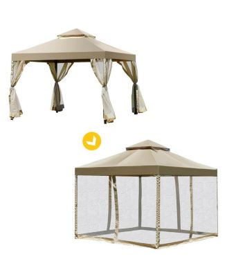 Outdoor 2-Tier 10 Feet x 10 Feet Screw-free Structure Shelter Gazebo Canopy