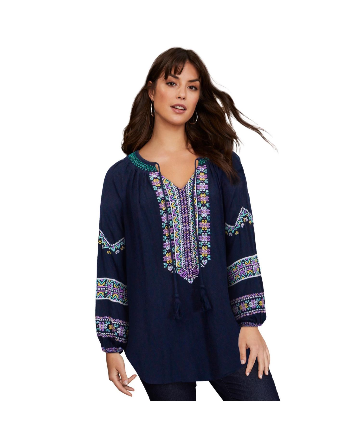 Women's June and Vie Embroidered Peasant Blouse