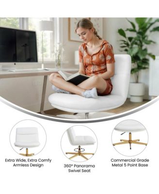 Biel Mid-Back Swivel Office Chair, Height-Adjustable Armless Design with Padded Upholstered Wide Seat and Strong Frame