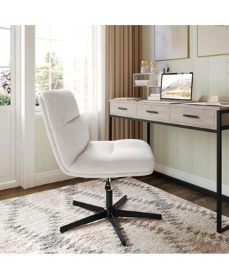 Biel Mid-Back Swivel Office Chair, Height-Adjustable Armless Design with Padded Upholstered Wide Seat and Strong Frame