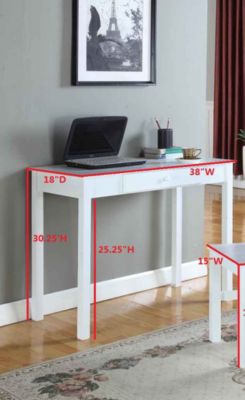 Duluth White Finish Wood Home Office Secretary Writing Desk