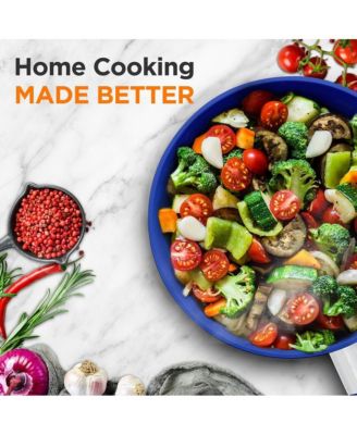 8'' Small Fry Pan with Lid - Non-stick Pan with Silicone Handle, Ceramic Coating Inside