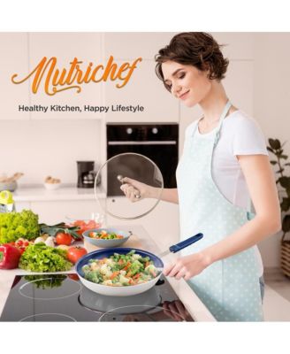 8'' Small Fry Pan with Lid - Non-stick Pan with Silicone Handle, Ceramic Coating Inside