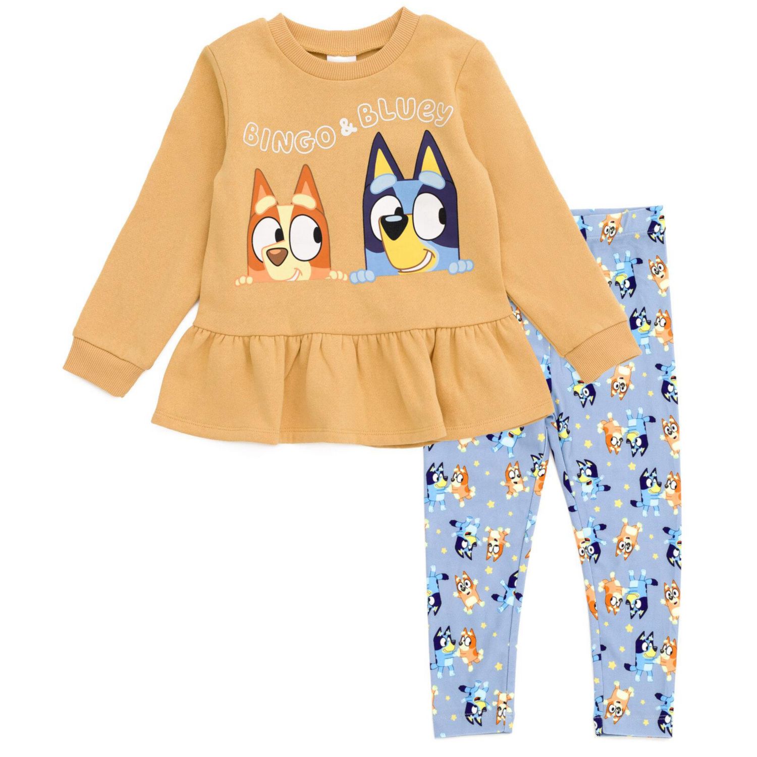Little Girls Peplum Sweatshirt and Leggings Outfit Set(6-12)