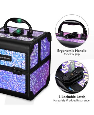 Makeup Train Case Cosmetic Organizer w/ Mirror Mermaid Purple Artist