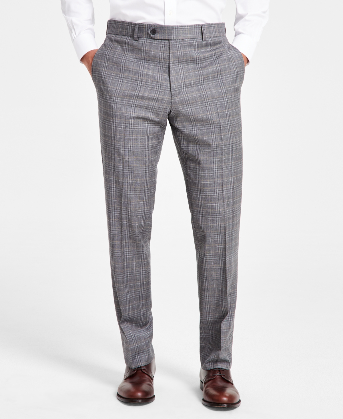 Brooks Brothers B By  Men's Classic-fit Wool Blend Suit Separates Pant In Grey Multi