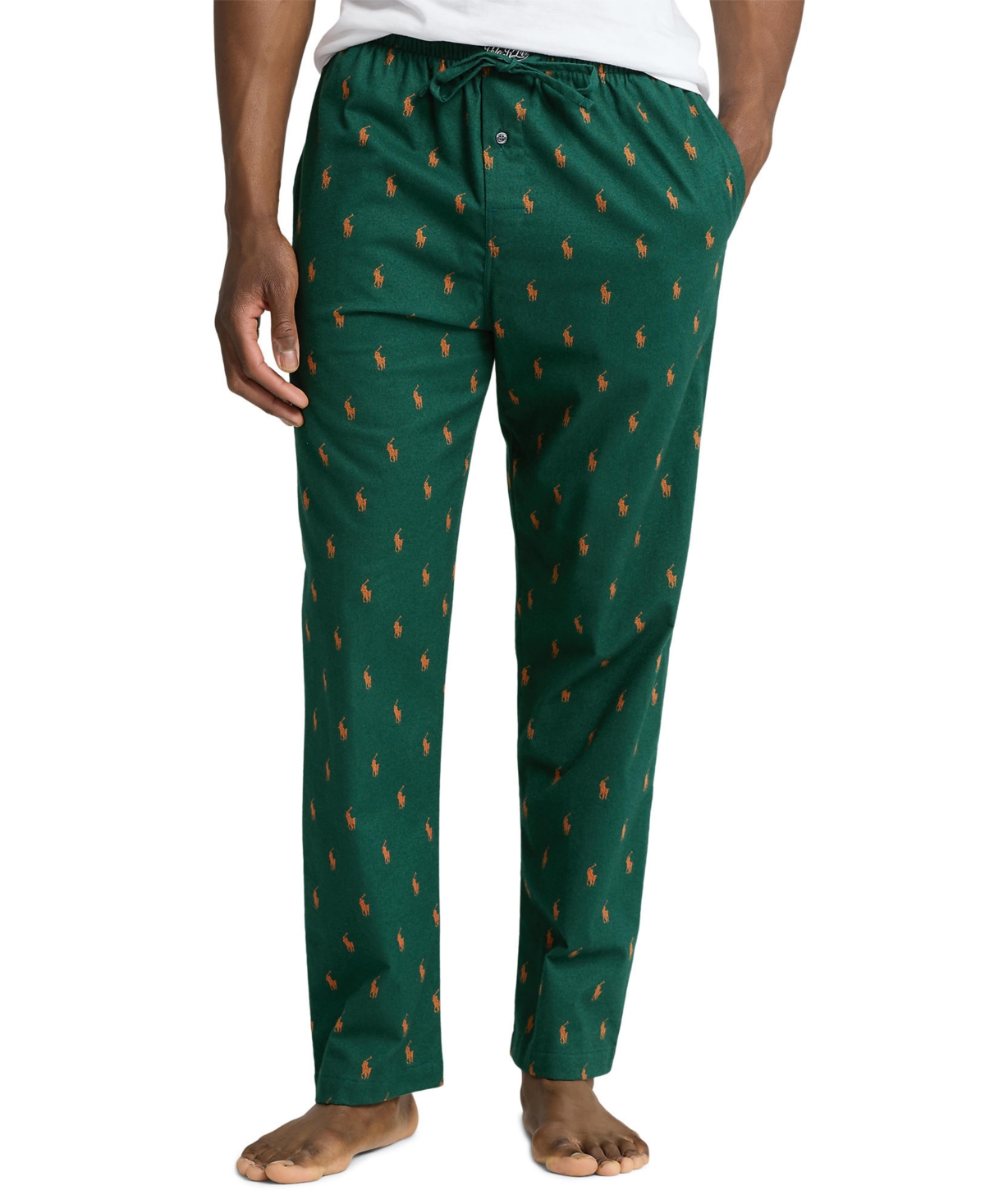 Polo Ralph Lauren Men's Flannel Pony-print Pajama Pants In Moss Agate,active  Orange All Over Polo P | ModeSens