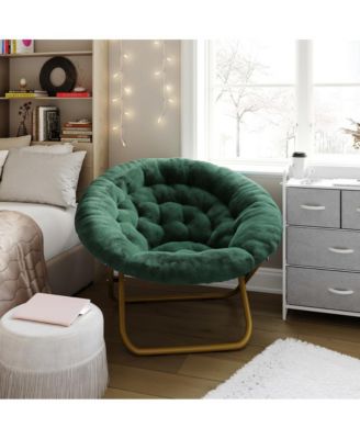 1 Count With Cozy Faux Fur Cushion And Metal Frame For Dorms, Bedrooms, Apartments And More - Ersa Oversize Folding Saucer Chair