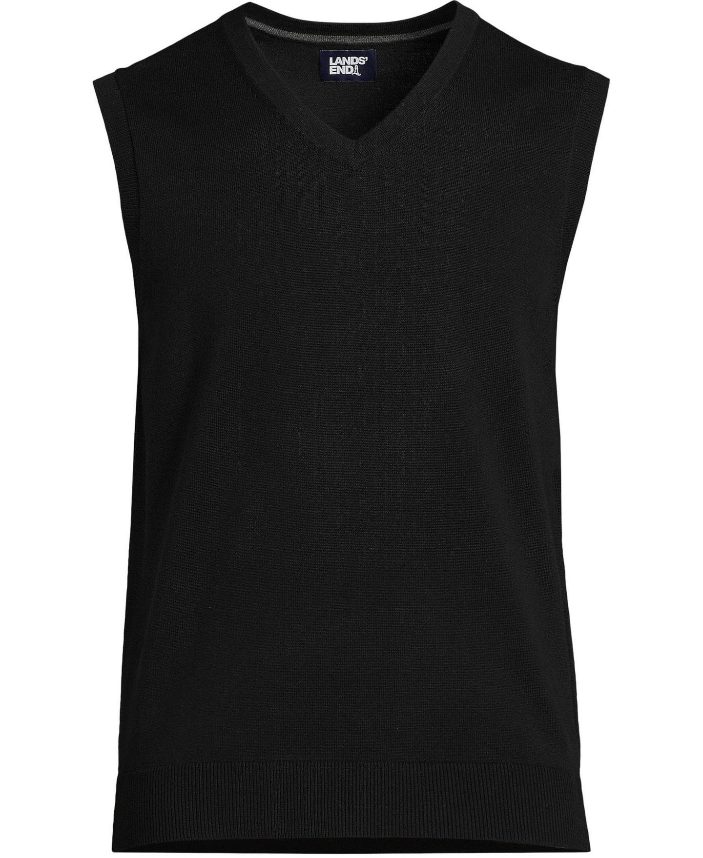 Мужской жилет Lands' End Fine Gauge Cotton Vest, цвет: Чёрный — фото 3