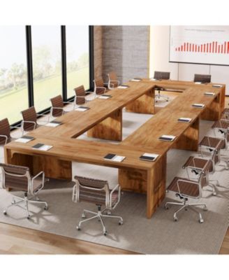 13FT Conference Table, Large Rectangle Conference Room Table, Long Meeting Seminar Table Business Tables for 10-14 People (Two Tables)