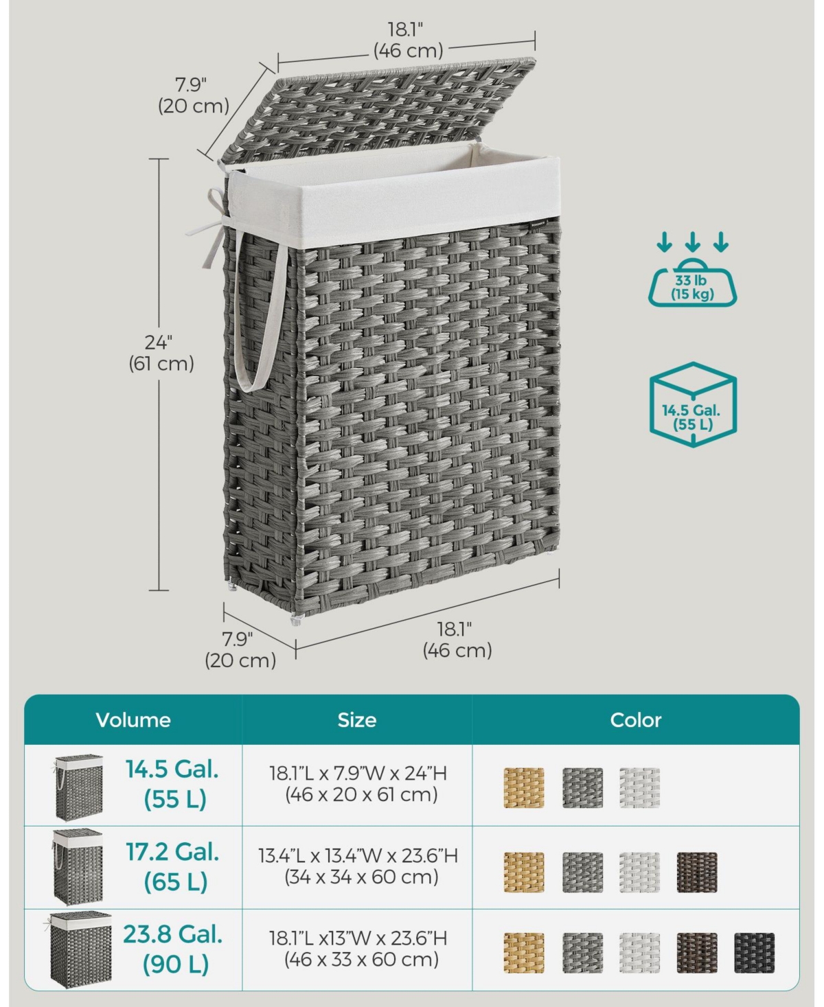 Slickblue Slim Laundry Hamper with Lid Compact and Stylish for Efficient Laundry Storage