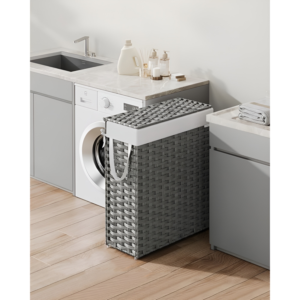 Slickblue Slim Laundry Hamper with Lid Compact and Stylish for Efficient Laundry Storage