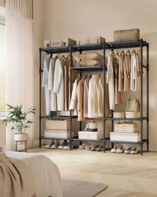 74.8” High Clothes Rack with Hanging Rails in Black